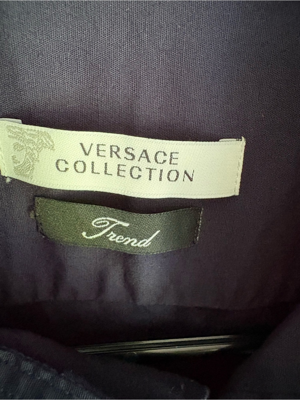 Versace collection trend line, long sleeve, dark navy blue dress shirt. Size L - Picture 8 of 8